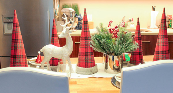 love the plaid cone tree on this Christmas Tablescape- B. Lovely Events