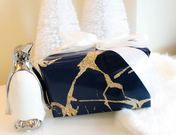 Luxe Christmas Wrapping In Navy And Gold