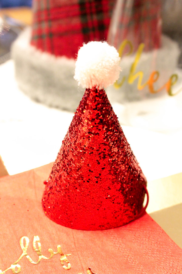 these tiny Santa hats are the best- See more of this Christmas Tablescape on B. Lovely Events