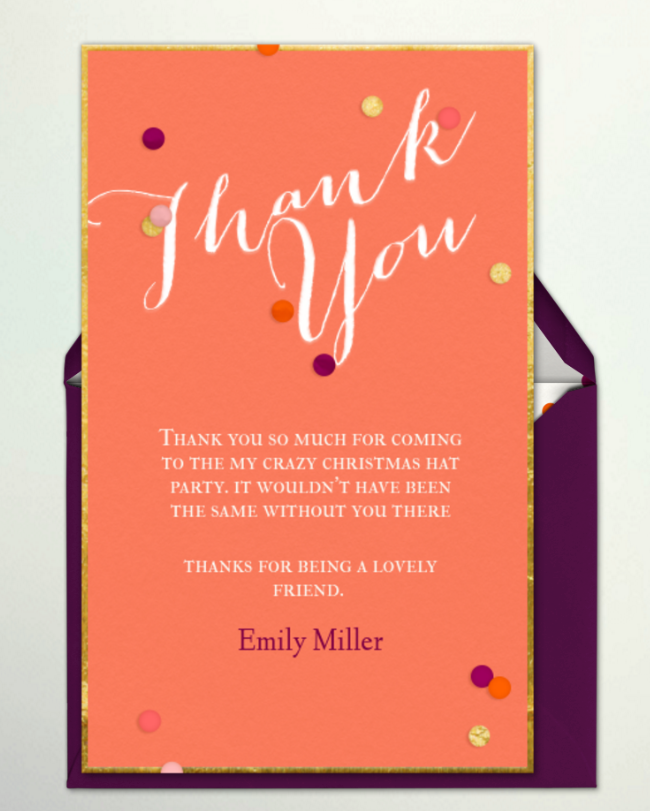 Evite Thank you notes