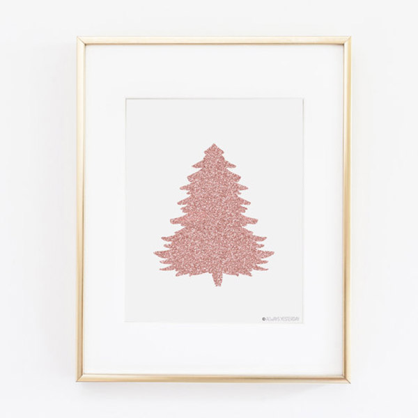 Rose Gold Christmas tree art