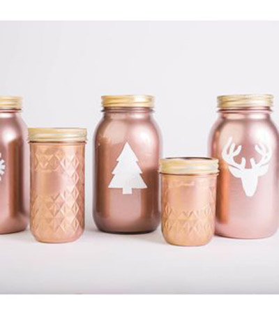 Love these Rose Gold Chirstmas Mason Jars