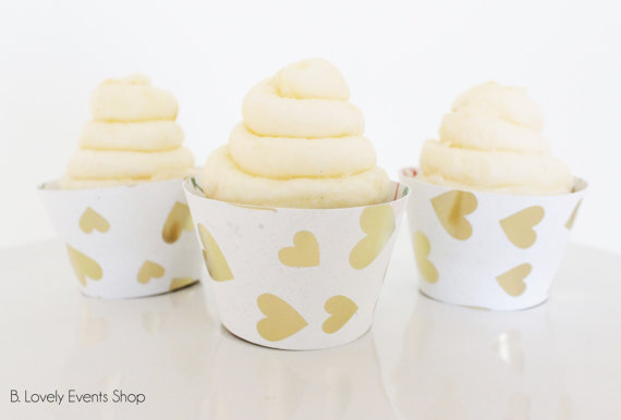 Gold heart Cupcake wrappers