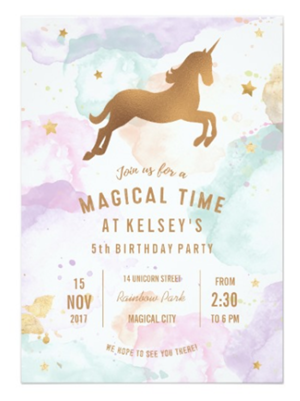 Magical Unicorn Birthday Invitation- See more Rainbow Unicorn Party Ideas on B. Lovely Events