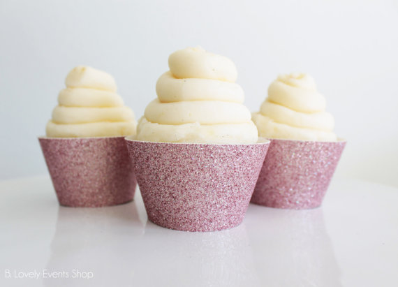 Pink Glitter Cupcake wrappers perfect for Valentine's Day