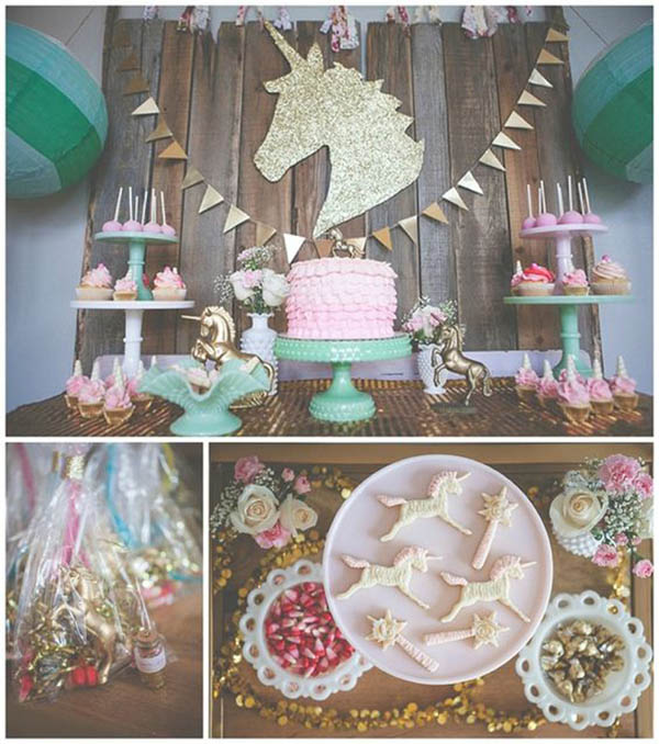 Vintage Themed Unicorn Party - See more Rainbow Unicorn Party Ideas on B. Lovely Events