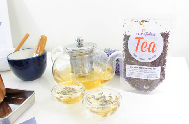 Home Spa Day Tea Party- Self care Herbal tea- Plum Deluxe