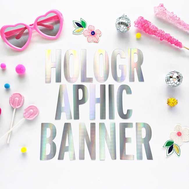 Holographic Party Banner- Love these! - See more iridescent hologram party ideas on B. Lovely Events