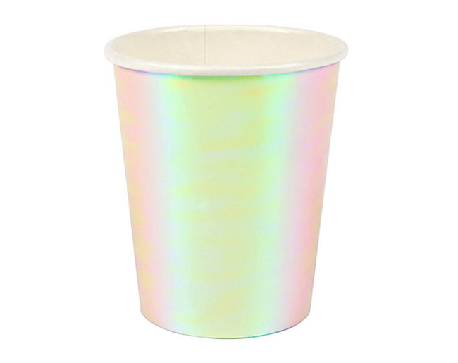Iridescent Party Cups- LOVE! - See more iridescent hologram party ideas on B. Lovely Events