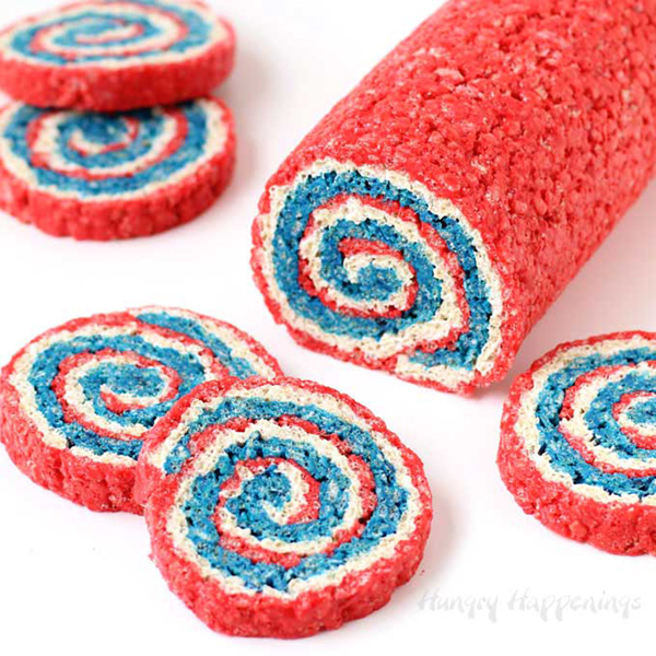 red-white-blue-4th of July rice-krispie-treat-pinwheels- See all 8 AWESOME 4th of July Rice Krispy ideas on B. Lovely Events!