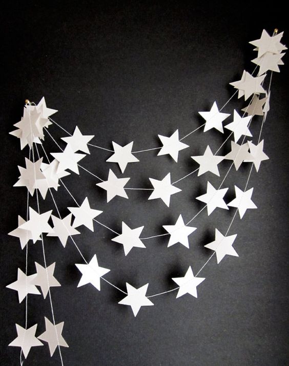 White star garland space party decorations- See more space ideas on B. Lovely Events