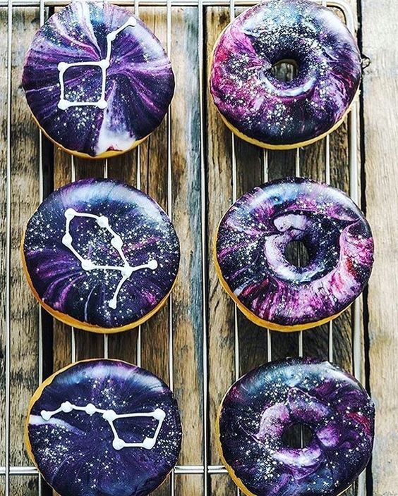 YES these! Galaxy donuts- See more Space, Star and Galaxy party Ideas on B. Lovely Events