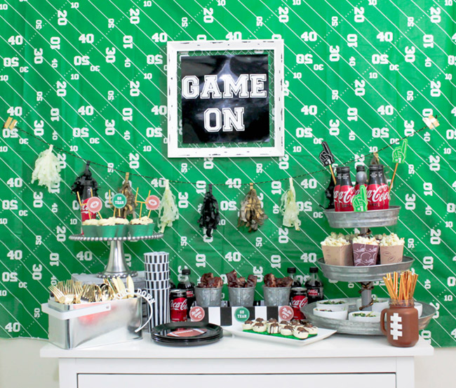 Football party ideas- Love this set up-See more Football party details at B. Lovely Events