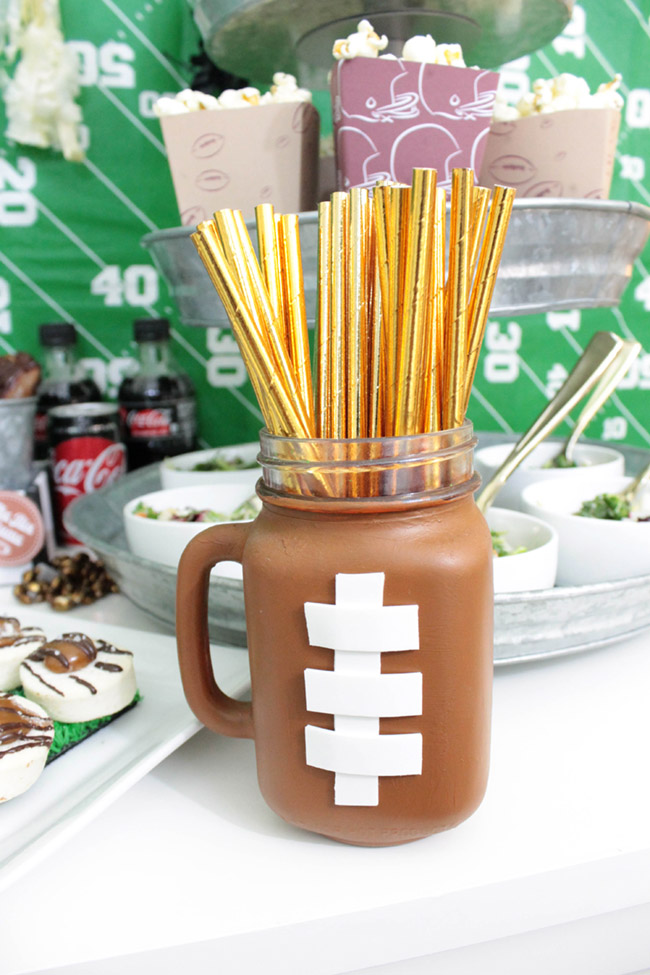 Football party straws-See more Football party details at B. Lovely Events
