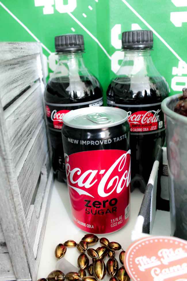 Football party drinks with COCA-COLA ZERO SUGAR-See more Football party details at B. Lovely Events