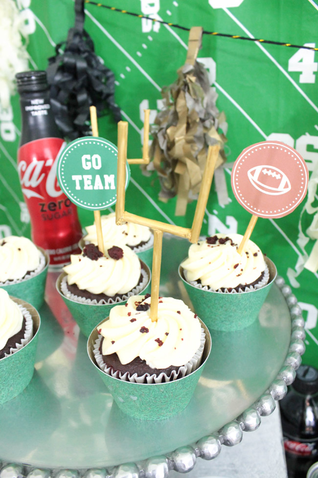Love this field goal cupcake topper!-See more Football party details at B. Lovely Events