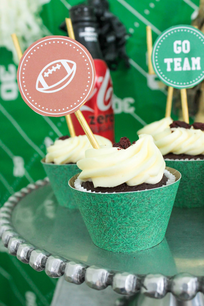 Football Party Cupcakes-See more Football party details at B. Lovely Events