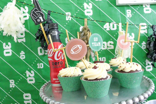 Football party cupcakes-See more Football party details at B. Lovely Events