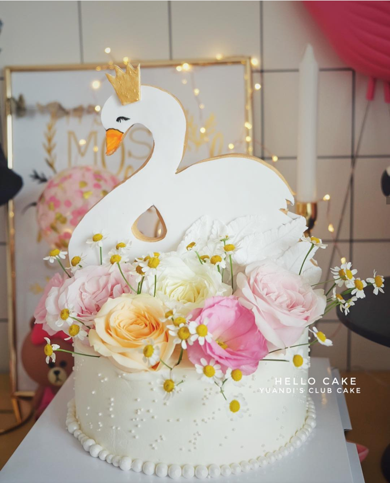 White Swan Strawberry Cake | Swoon Cakes