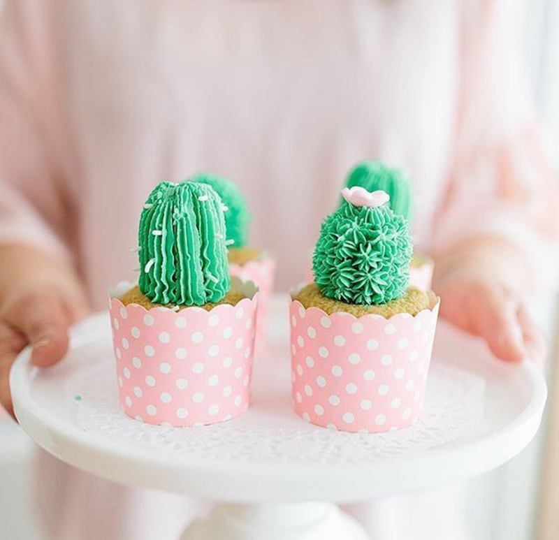 Cactus cupcake for llama party - See more llama party love on B. Lovely Events