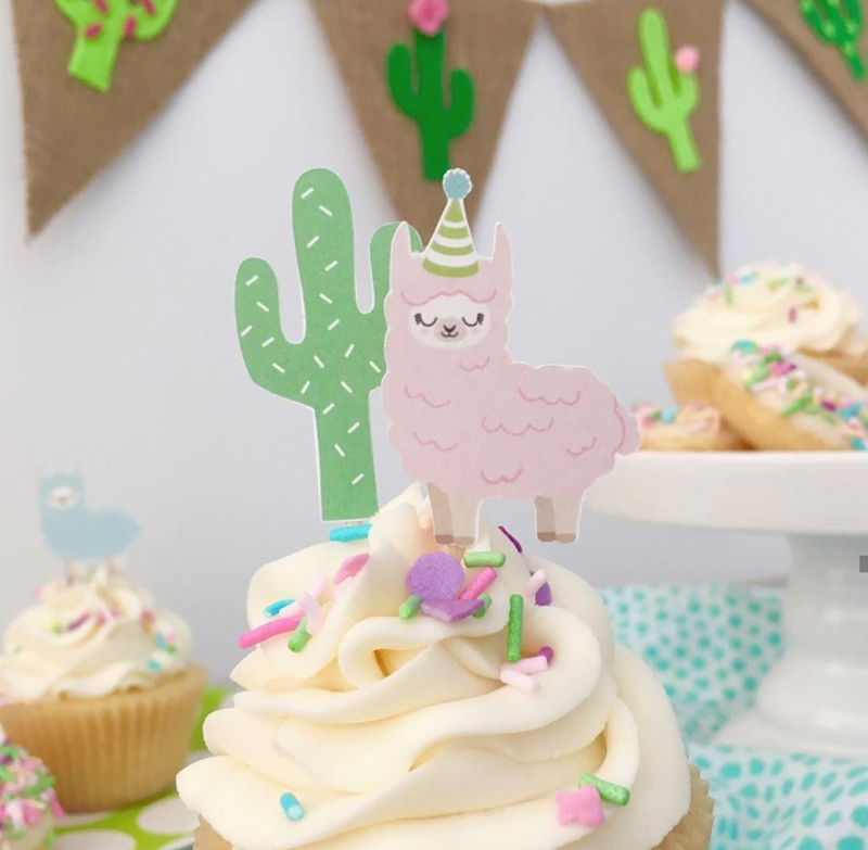 I love this llama cactus cupcake topper! - See more llama party love on B. Lovely Events