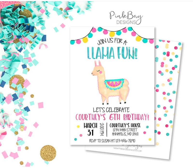 love these llama party invitations - See more llama party love on B. Lovely Events