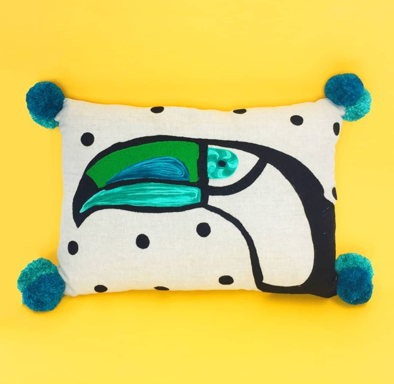 This toucan pillow is adorable! - See More Toucan Party Ideas at B. Lovely Events