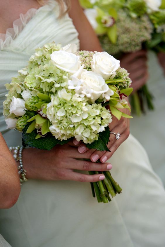 Green hydrangea wedding bouquet- See more bouquet ideas on B. Lovely Events