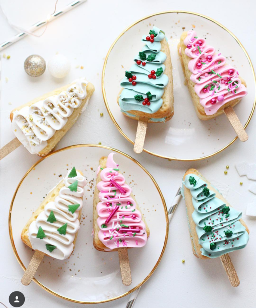 Love the pink Christmas trees on thes fun desserts!- See more pink Christmas ideas on B. Lovely Events! #christmas #christmasparty #christmasideas #christmasdecor