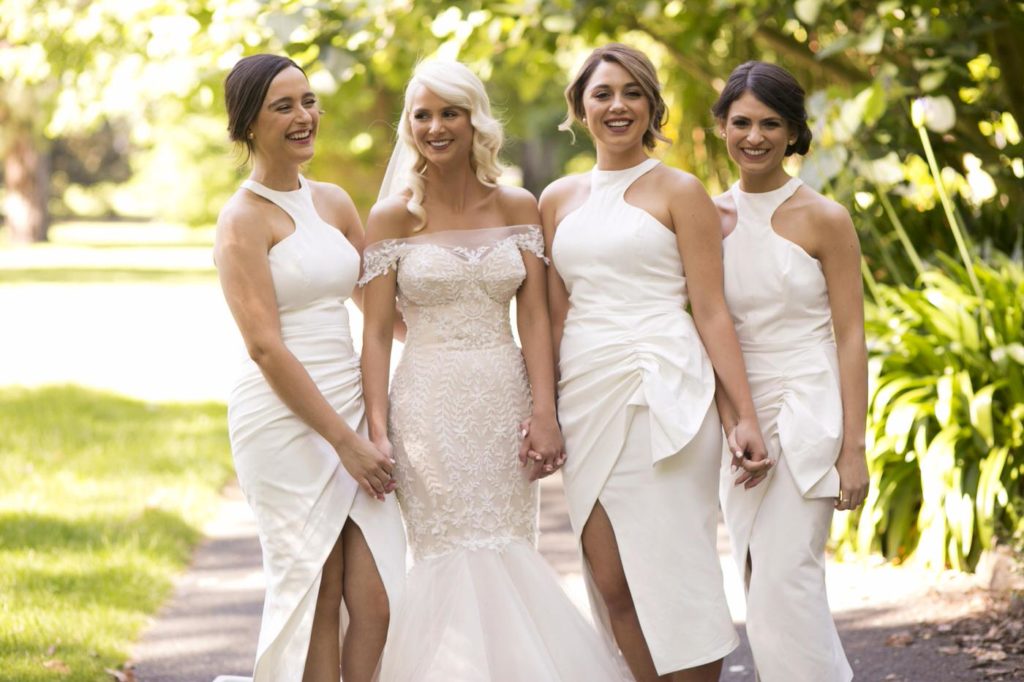All white bridesmaid dress ideas - See all the beautiful details on B. Lovely Events! #wedding #realwedding #weddingideas #weddingtips #weddingdecorations