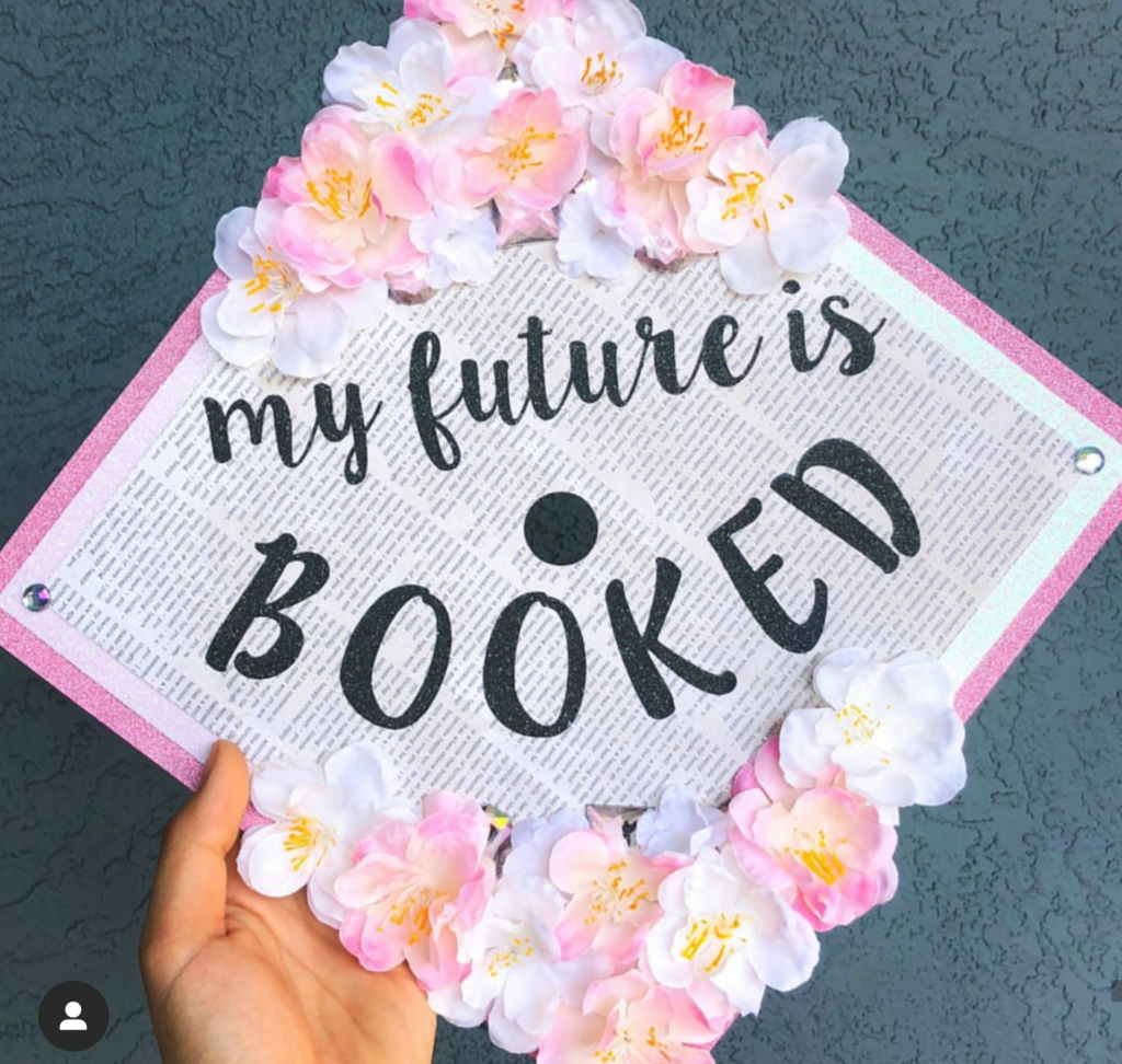 my future is booked decorated graduation cap- See more graduation caps on B. Lovely Events! #graduation #graduationcap