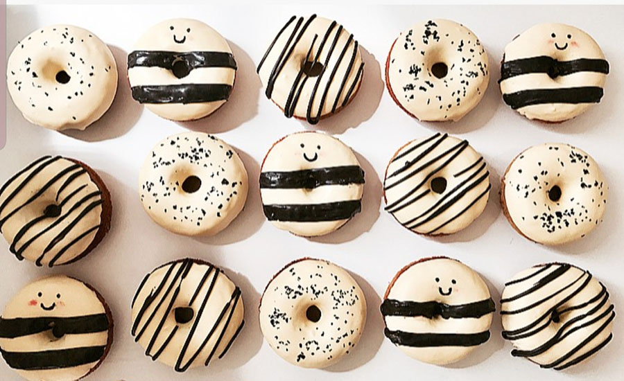 Fun Bee Themed Donuts! - See More Bee Party Ideas at B. Lovely Events