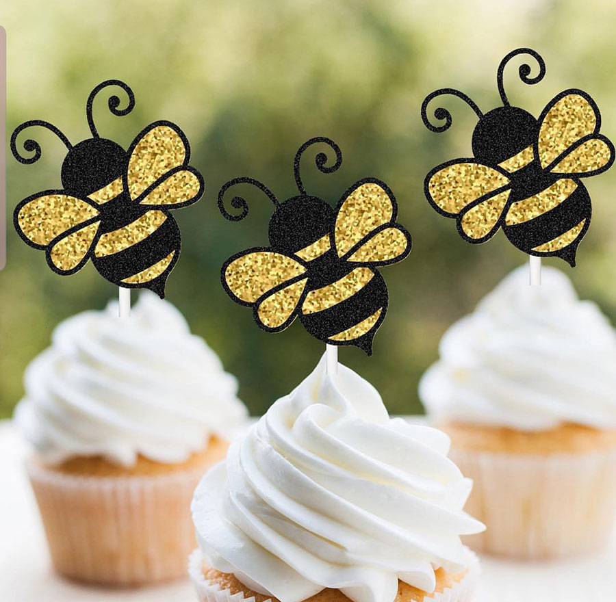 Love these Bee Cupcake Toppers! - See More Bee Party Ideas at B. Lovely Events