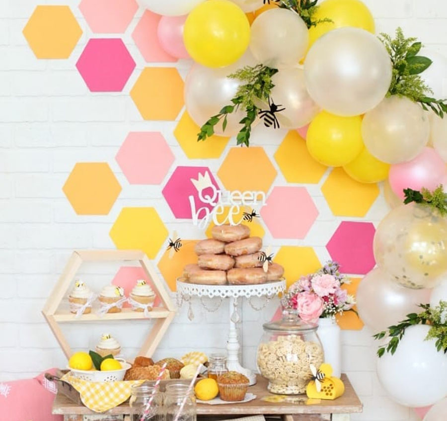 Love this fun and colorful bee party!- See More Bee Party Ideas at B. Lovely Events