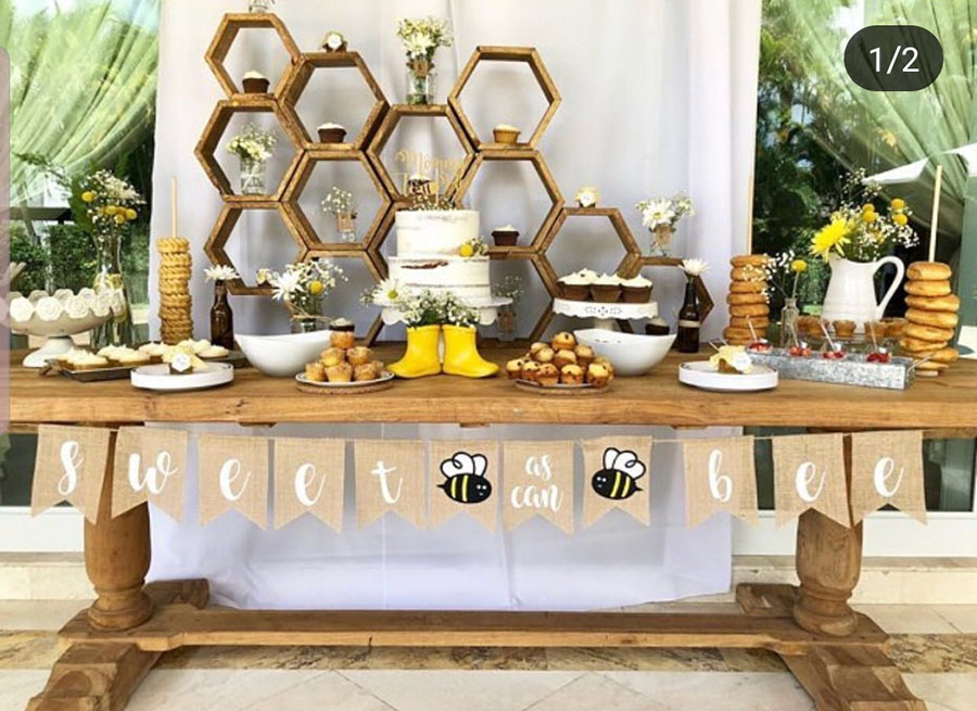 Sweet as can bee baby shower party set up! - See More Bee Party Ideas at B. Lovely Events