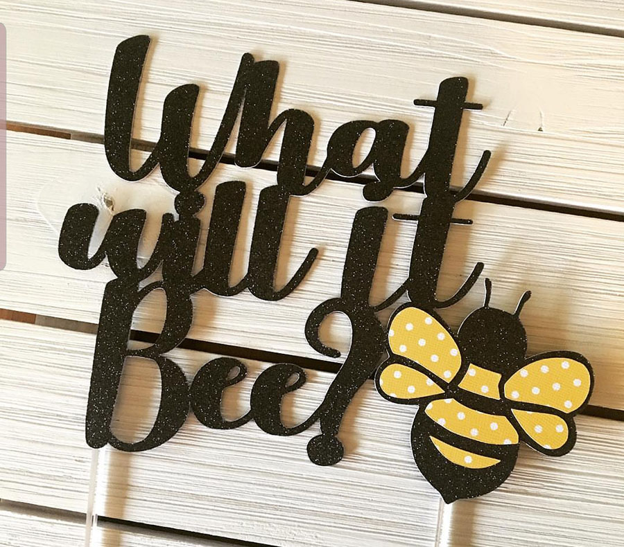 What will it bee cake topper for bee party- Love it! - See More Bee Party Ideas at B. Lovely Events
