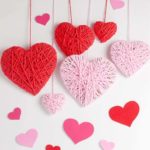 Yarn heart decorations for Valentines day