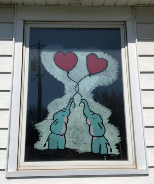 DIY elephants in window for a world of hearts