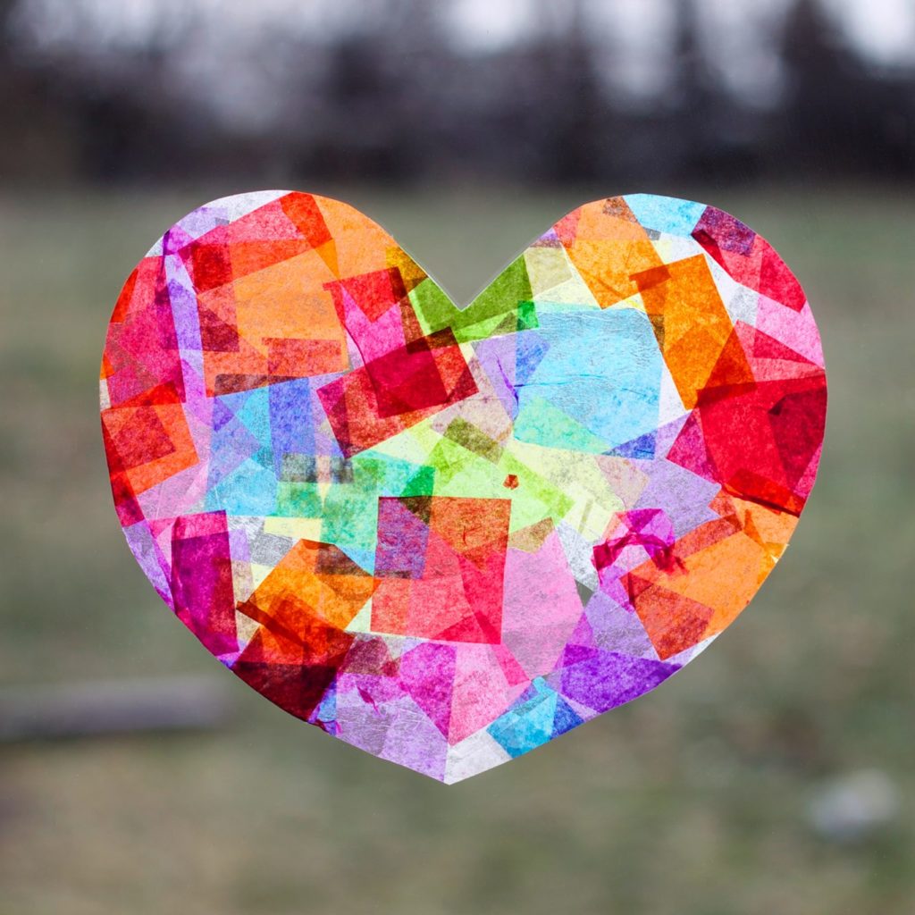 Rainbow heart suncatcher