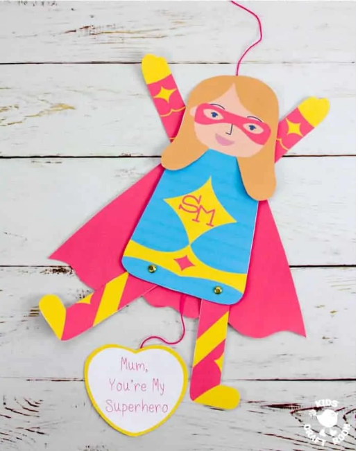 DIY Mother's Day Gifts- Super hero puppet card