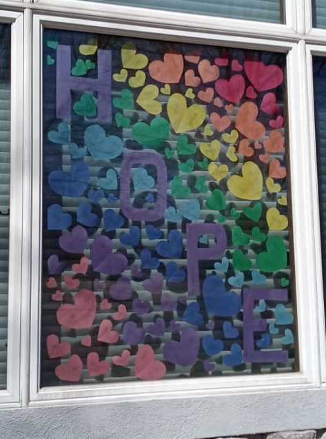 Beautfil rainbow heart window for a world of hearts