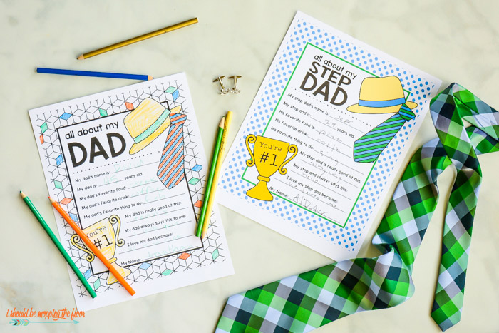 Fun Father's Day fill in the blank free printable