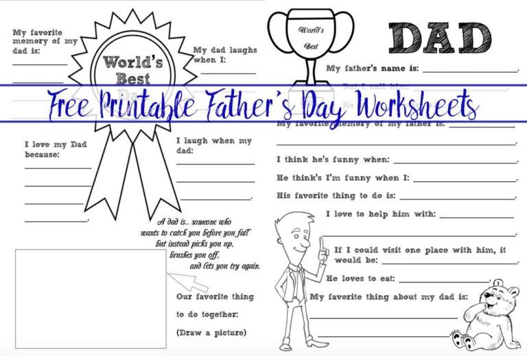 Love this free father's day printable worksheet