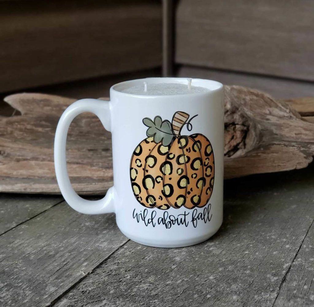 leopard print pumpkin mug