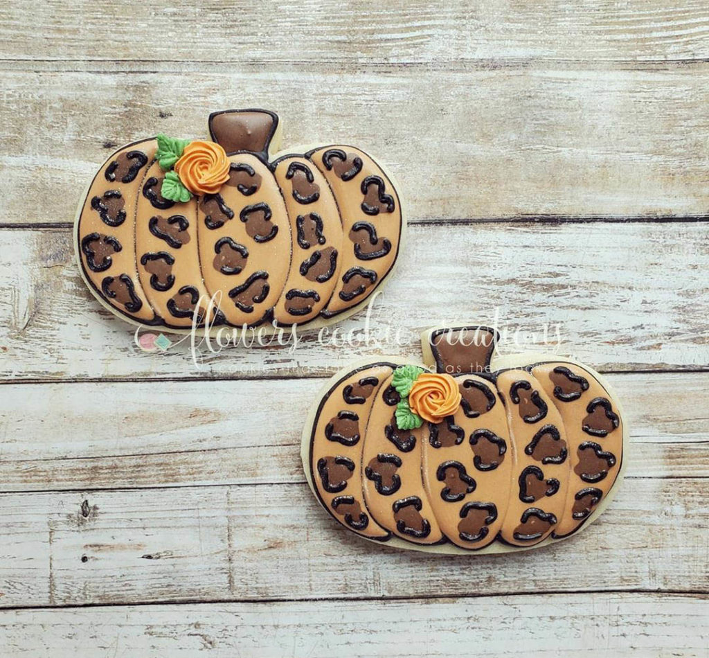 leopard print pumpkin cookies for fall