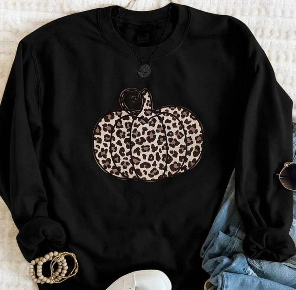 leopard print pumpkin sweater